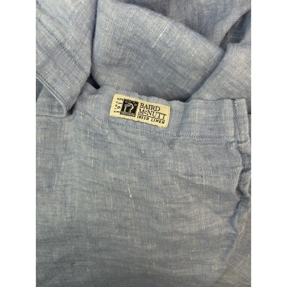 J. Crew Baird McNutt Irish Linen Solid Short Sleeve Large Classic Fit Blue